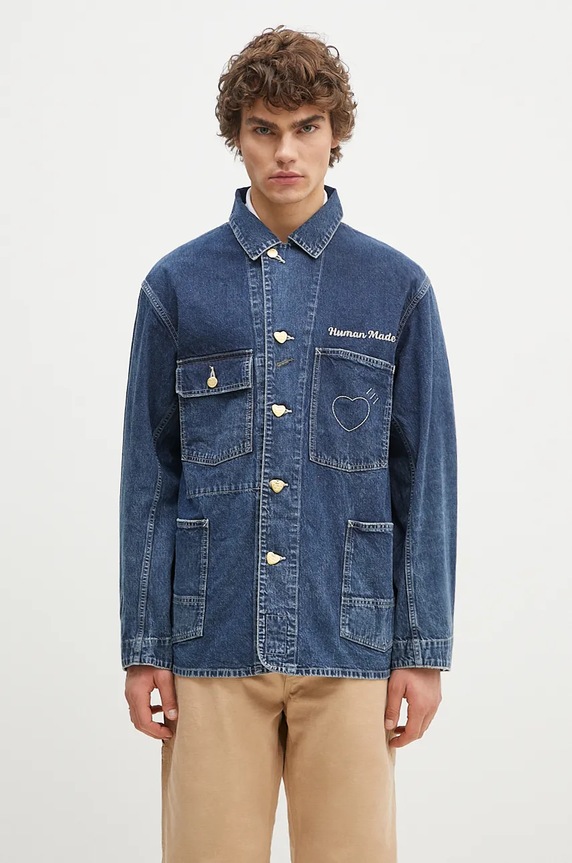 Džínová bunda Human Made Denim Coverall Jacket nezateplené námořnická modř HM28JK002