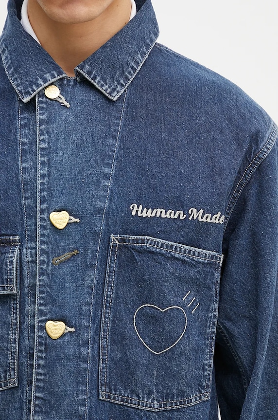Džínová bunda Human Made Denim Coverall Jacket námořnická modř HM28JK002