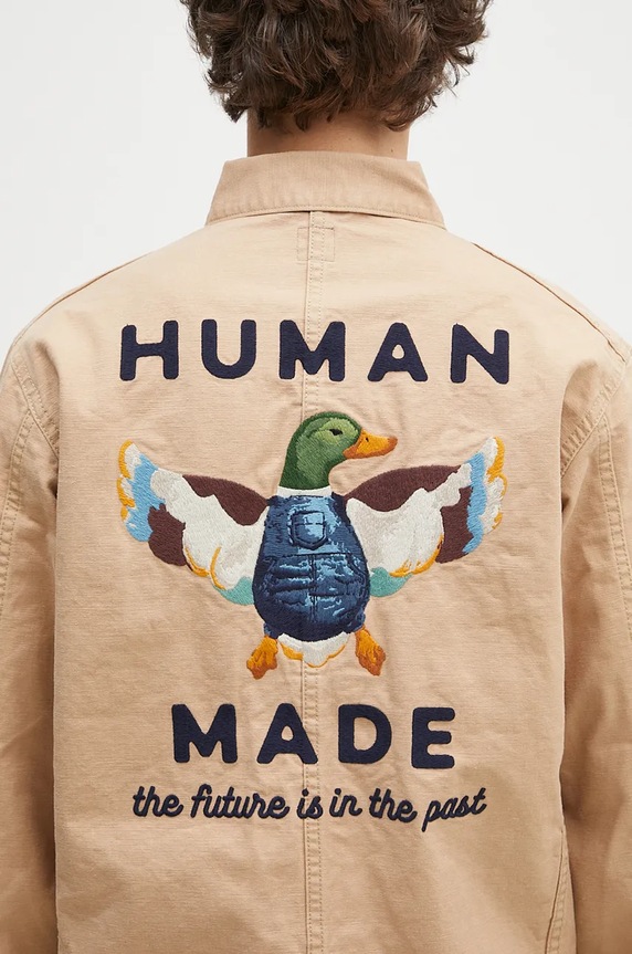 Bavlněná košilová bunda Human Made Washed Duck Coverall Jacket béžová HM28JK013