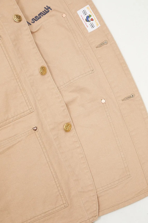 Bavlněná košilová bunda Human Made Washed Duck Coverall Jacket HM28JK013 béžová