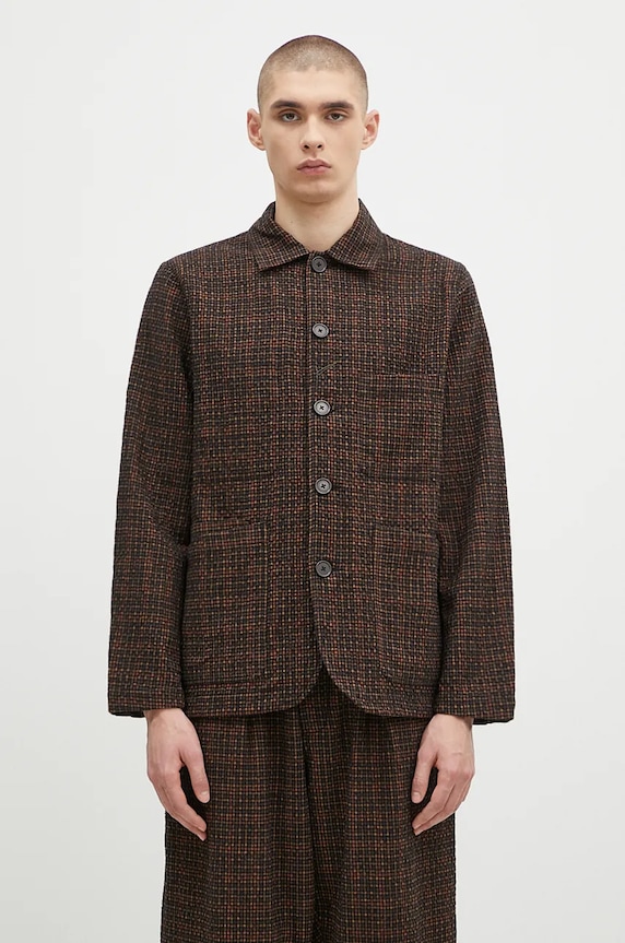 Вълнена риза Universal Works 31111.BLACK зелен AW24