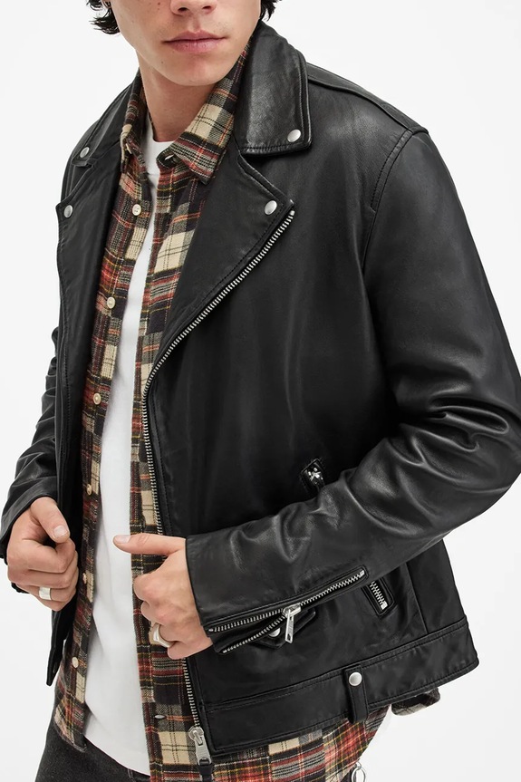AllSaints geaca de piele MILO negru M062LB