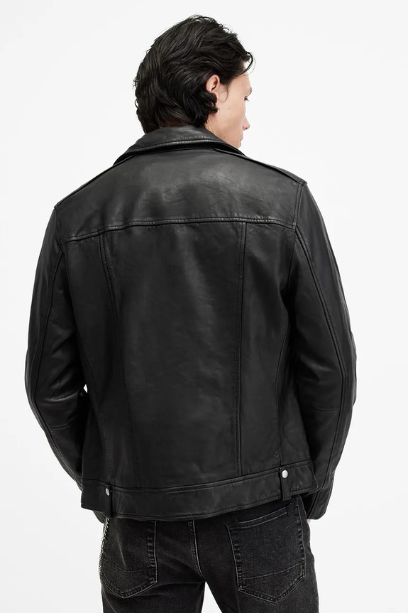 AllSaints geaca de piele MILO M062LB negru