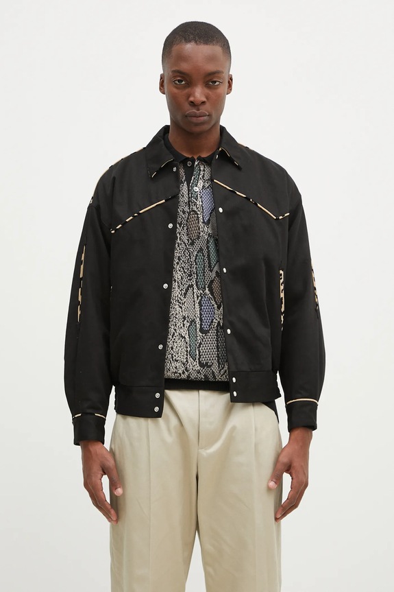 Бавовняна куртка Wacko Maria Western Jacket без капюшона чорний 24FW.WMO.BL20