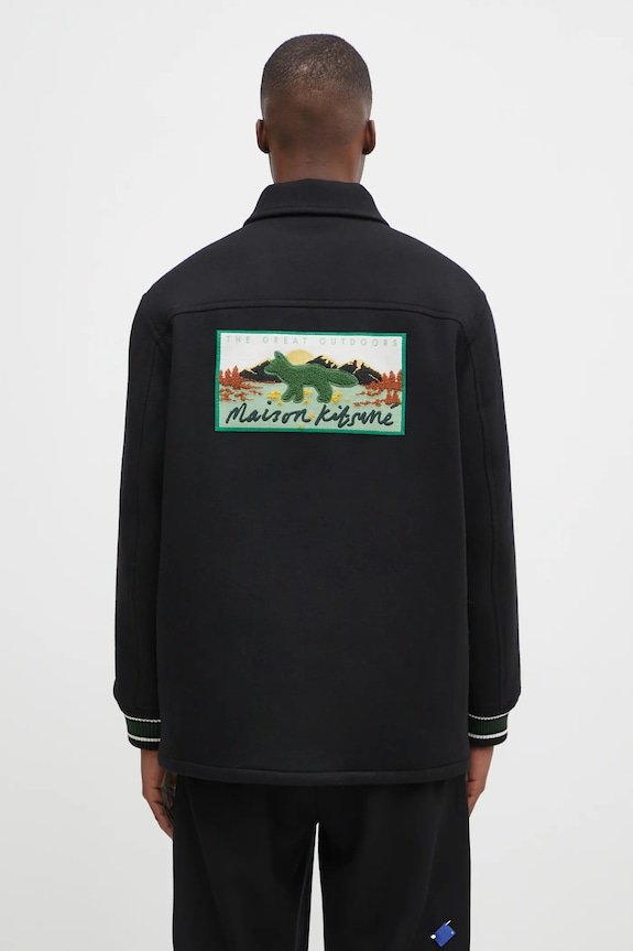 Clothing Maison Kitsuné wool jacket Varsity NM02120WM0026 black