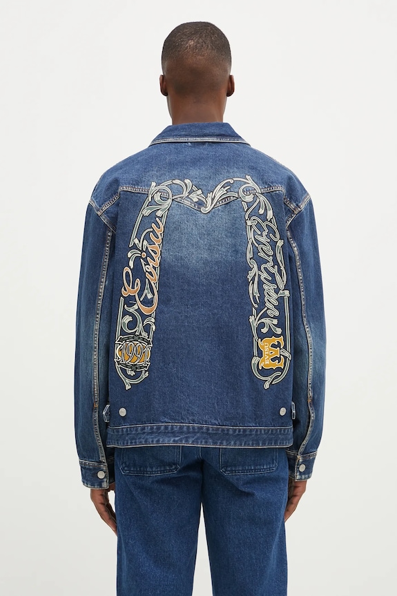 Джинсовая куртка Evisu Sheridan Daicock Printed без капюшона тёмно-синий 2EAHTM4SJ1015