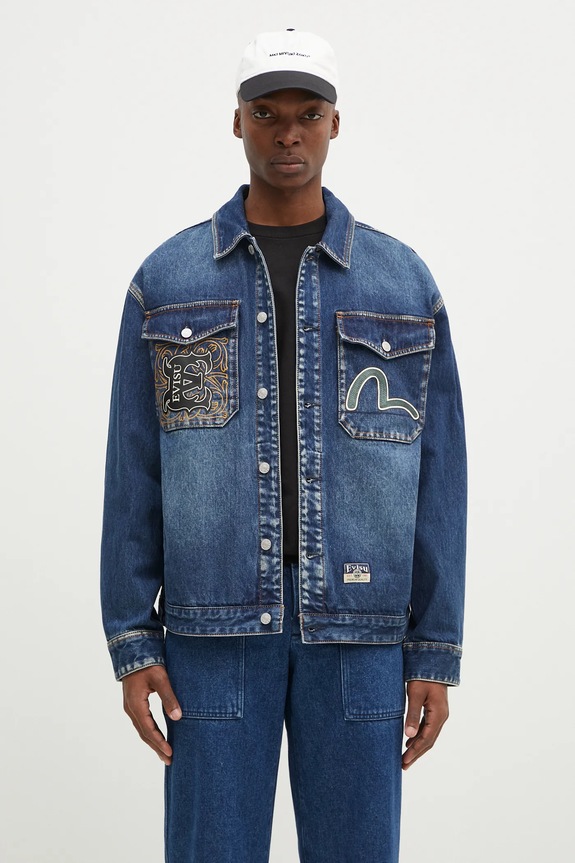 Одежда Джинсовая куртка Evisu Sheridan Daicock Printed 2EAHTM4SJ1015 тёмно-синий
