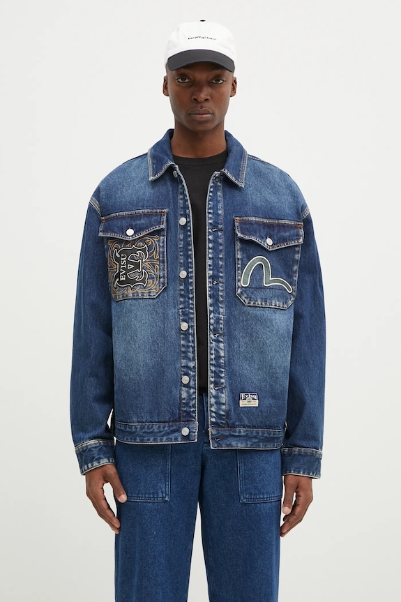 Одежда Джинсовая куртка Evisu Sheridan Daicock Printed 2EAHTM4SJ1015 тёмно-синий
