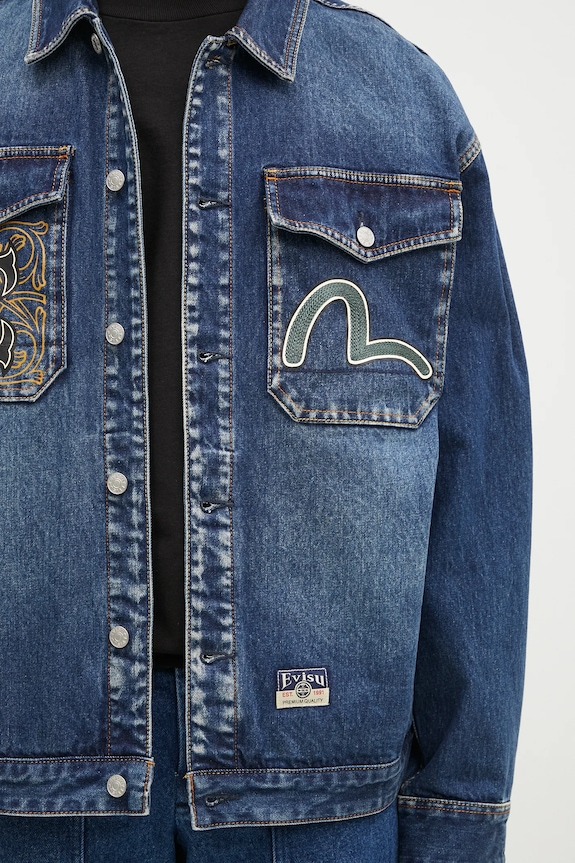 Джинсовая куртка Evisu Sheridan Daicock Printed тёмно-синий 2EAHTM4SJ1015