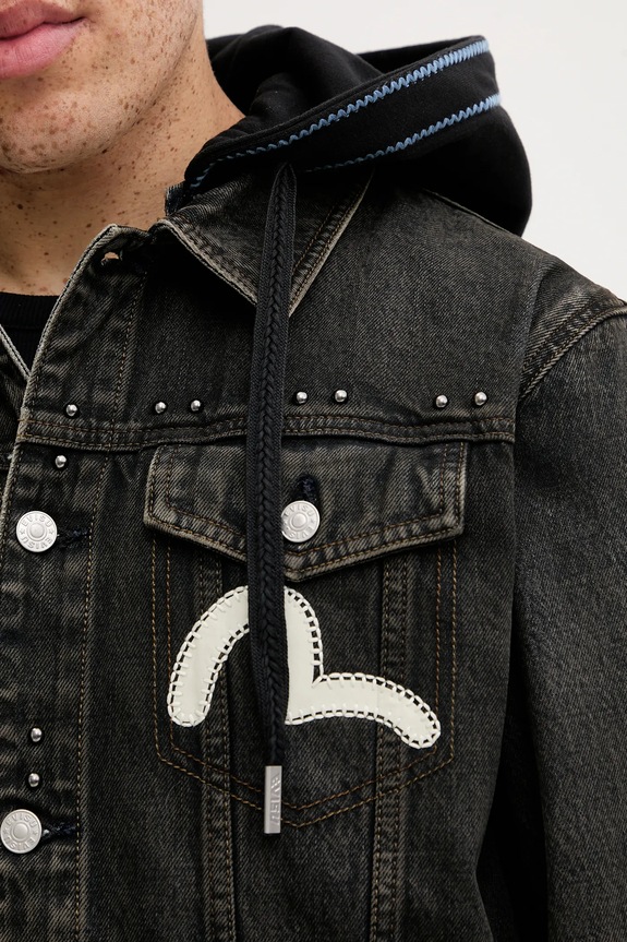 Evisu geacă din denim Weel of Wisdom 2EAHTM4DJ1001 negru