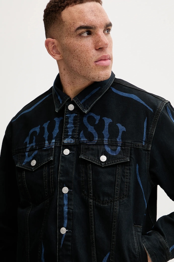 Evisu giacca di jeans Daicock Print nero 2EAHTM4DJ1005