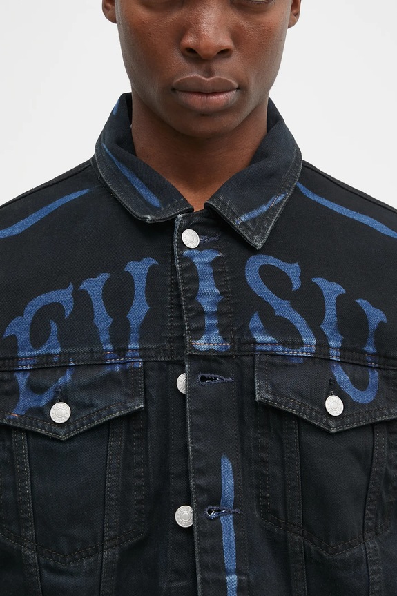 Evisu geacă din denim Daicock Print negru 2EAHTM4DJ1005