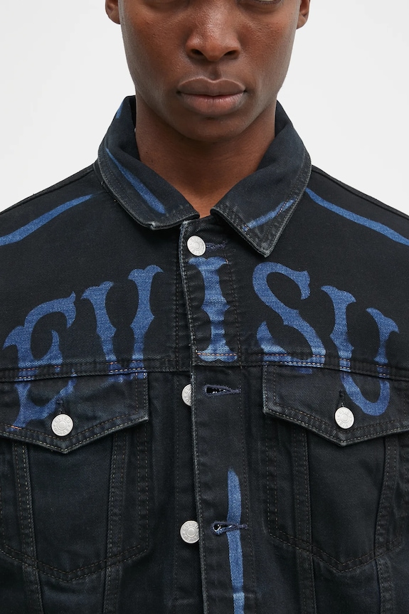 Evisu geacă din denim Daicock Print negru 2EAHTM4DJ1005