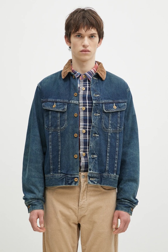 Human Made giacca di jeans Blanket Lined Denim Work Jacket non isolato blu navy HM28JK010