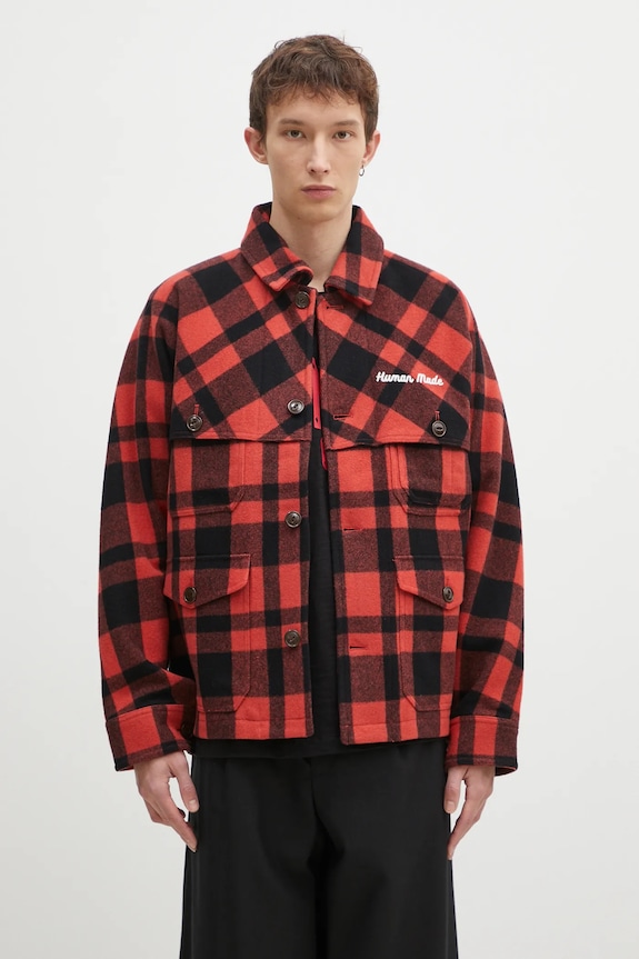 Odzież Human Made kurtka koszulowa wełniana Wool Hunting Jacket HM28JK031 czerwony