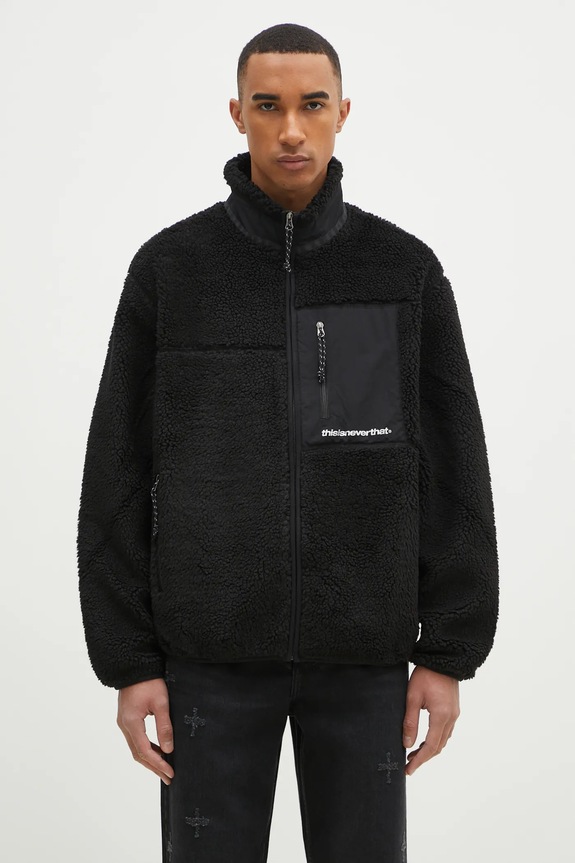 thisisneverthat kurtka SP Sherpa Fleece Jacket nieocieplane czarny TN243BOWHS01