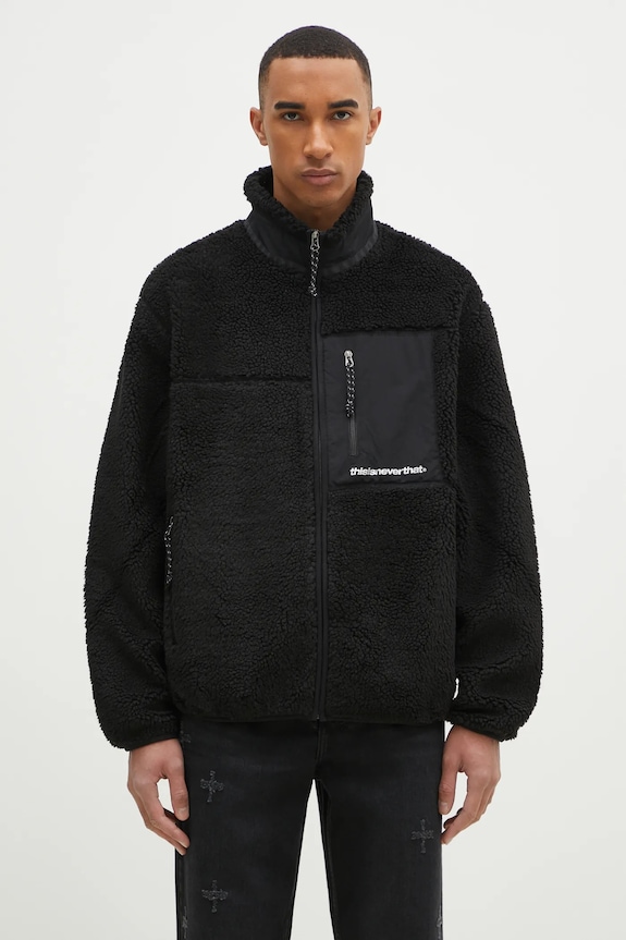 thisisneverthat kurtka SP Sherpa Fleece Jacket nieocieplane czarny TN243BOWHS01