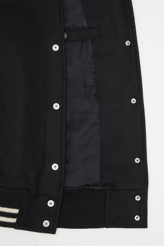 Вовняна куртка-бомбер Wacko Maria Leather Varsity 24FW.WMO.BL16 чорний