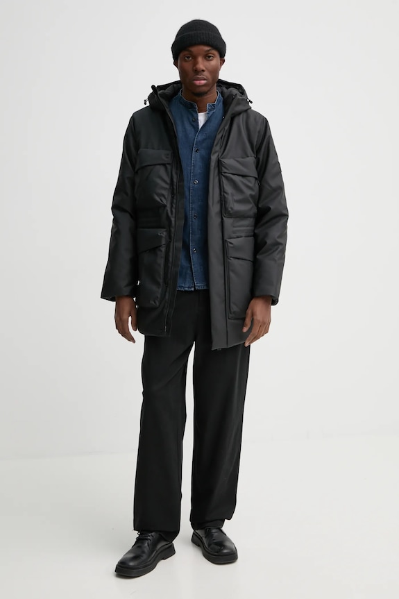 Bunda Rains Askim Long Insulated Cargo Jacket W3T4 čierna 15930.01