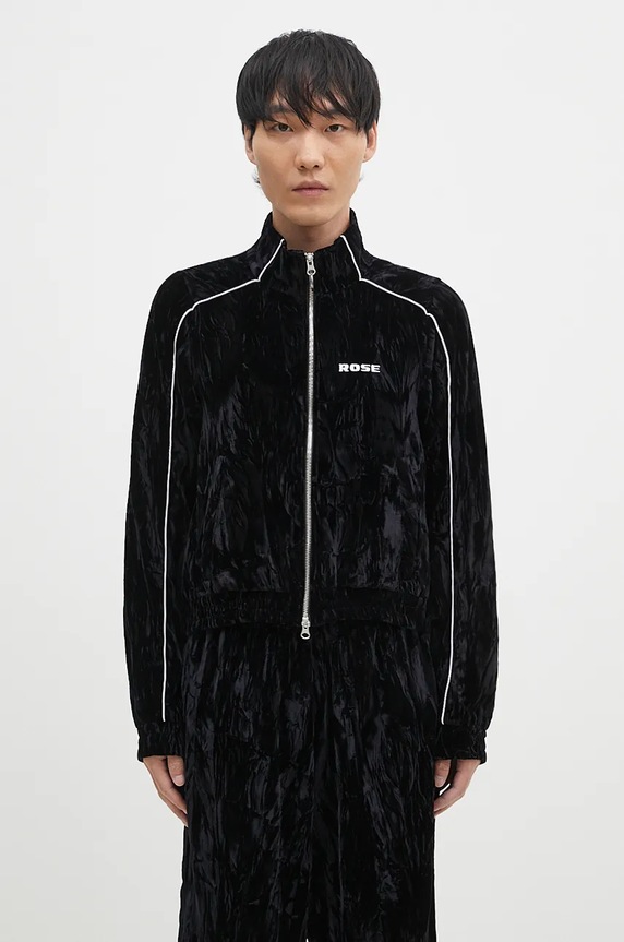 Martine Rose velvet sweatshirt Shrunken Track Jacket plain black 164WF04001