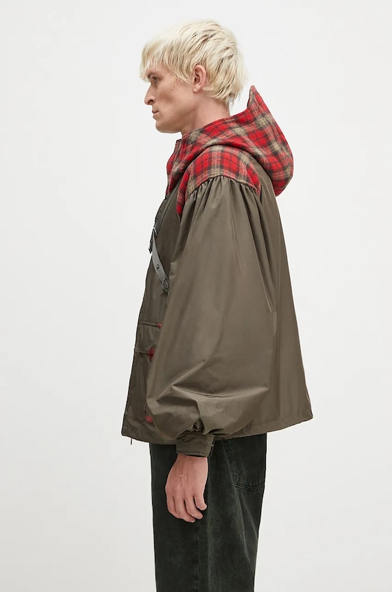 Andersson Bell kurtka z domieszką wełny Puff Sleeve Harness Jumper awa625u zielony AW24