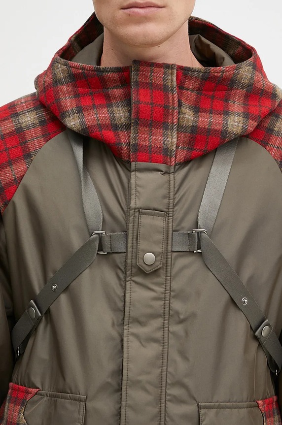 Andersson Bell kurtka z domieszką wełny Puff Sleeve Harness Jumper awa625u zielony