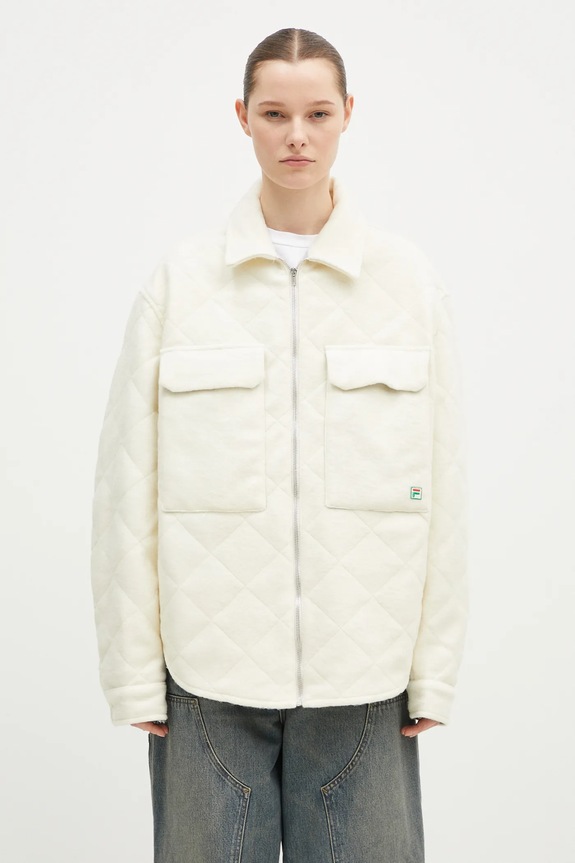Шерстяная куртка-рубашка FILA+ Quilted Overshirt переходная модель бежевый 42FW24OW01508C001