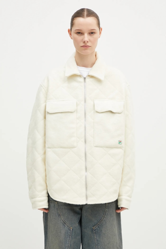 Шерстяная куртка-рубашка FILA+ Quilted Overshirt переходная модель бежевый 42FW24OW01508C001
