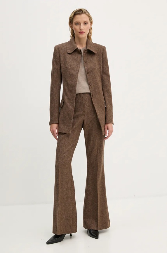 Vuneni sako Remain Fitted Herringbone Blazer 5018632977 smeđa AW24