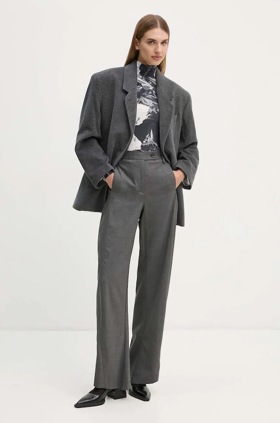 Remain marynarka wełniana Heavy Wool Blazer 501887514 szary AW24