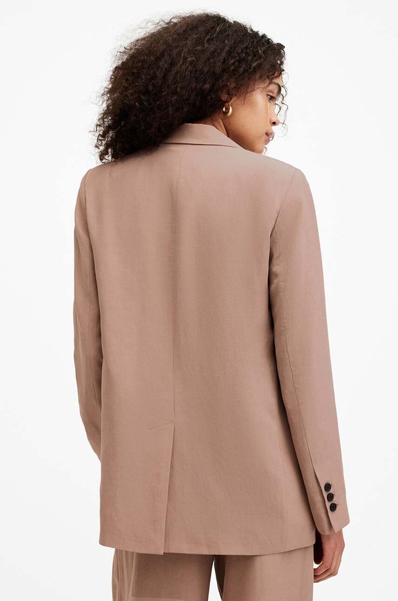 AllSaints marynarka z domieszką lnu DERI LYN WT521Z brązowy