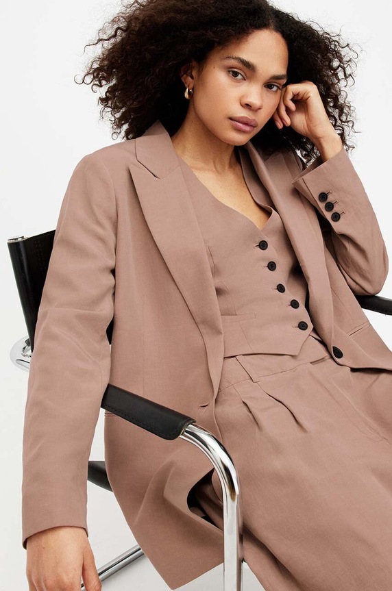 AllSaints marynarka z domieszką lnu DERI LYN WT521Z