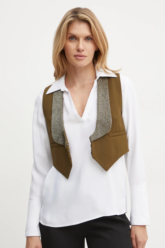 Weekend Max Mara mellény gyapjú keverékből zöld 2425156016600