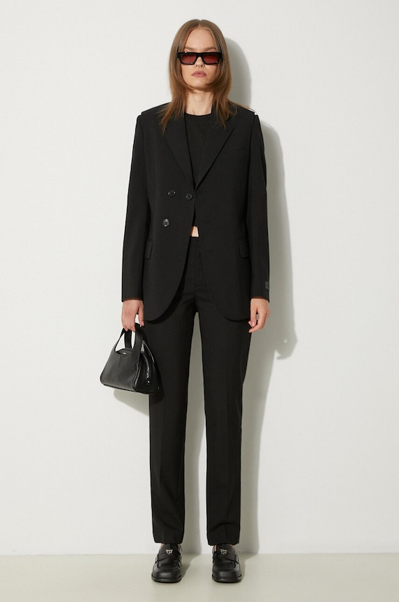 Vuneni sako Kenzo Virgin Wool Waisted Blazer FE62VE2549GE.99 crna AW24