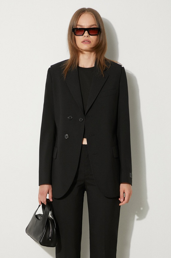 Vuneni sako Kenzo Virgin Wool Waisted Blazer crna FE62VE2549GE.99