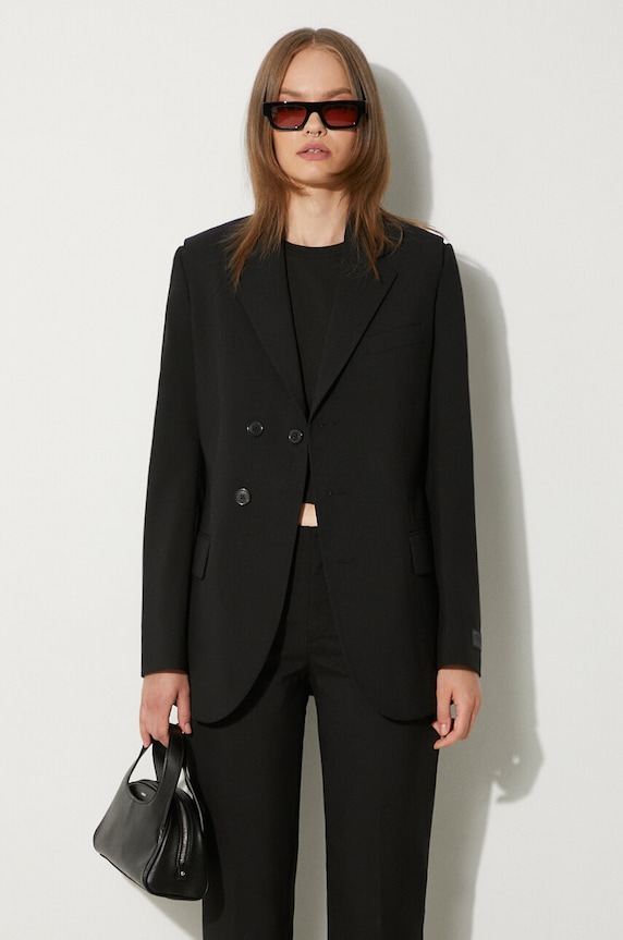 Vuneni sako Kenzo Virgin Wool Waisted Blazer crna FE62VE2549GE.99