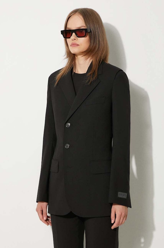 Vuneni sako Kenzo Virgin Wool Waisted Blazer FE62VE2549GE.99 crna