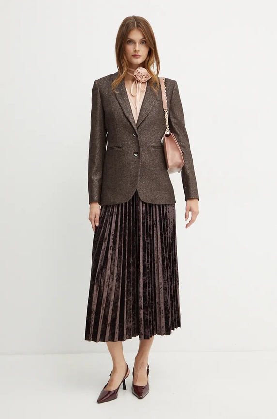 Μπλέιζερ με μίγμα μαλλιού Marella 2423046012200 καφέ AW24