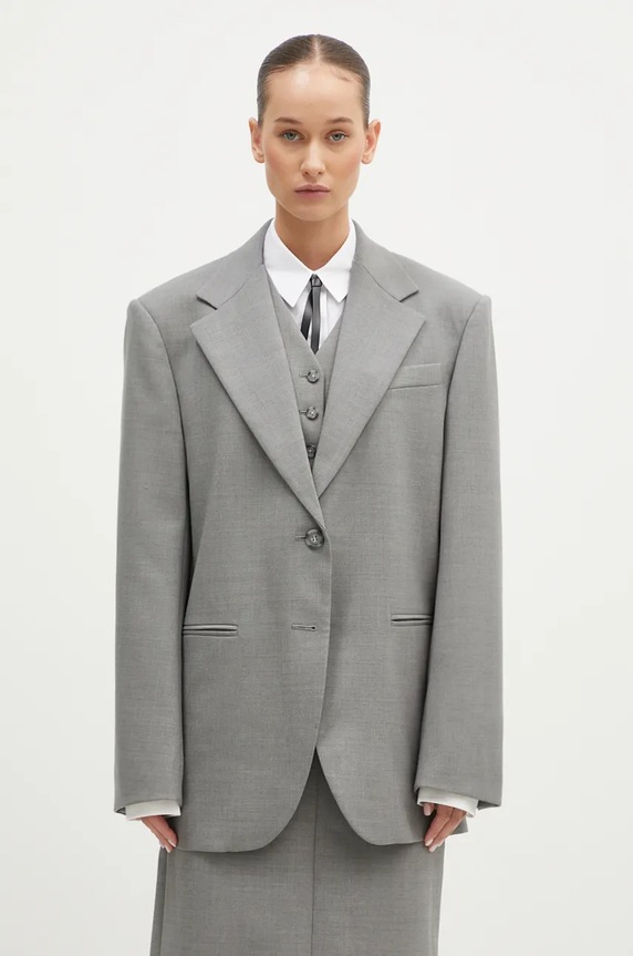 Sportmax wool blazer Baffo fabric gray 2422046032600