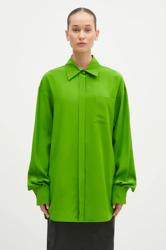Hodvábna košeľa Sportmax Tonale relaxed zelená 2422196012600