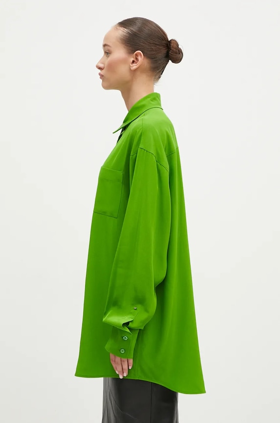 Hodvábna košeľa Sportmax Tonale 2422196012600 zelená AW24