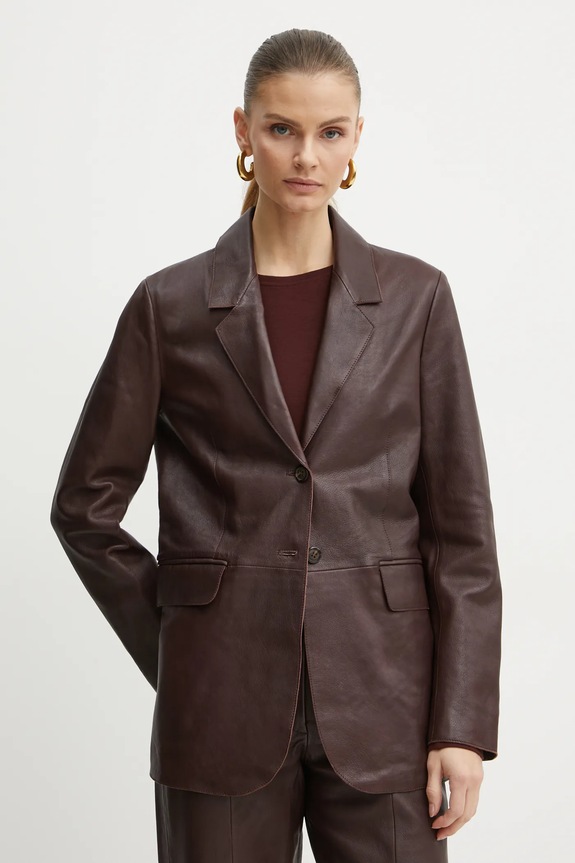 Forte Forte marynarka skórzana skóra naturalna bordowy 13214.myjacket
