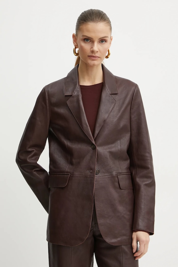 Forte Forte marynarka skórzana skóra naturalna bordowy 13214.myjacket