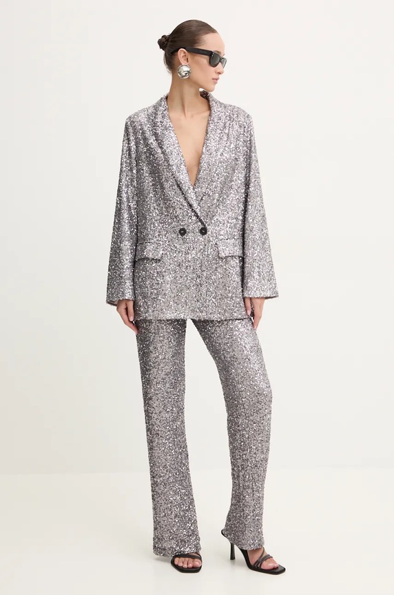 Σακάκι Never Fully Dressed Gunmetal Sequin 54 Blazer NFDOU362 γκρί AW24