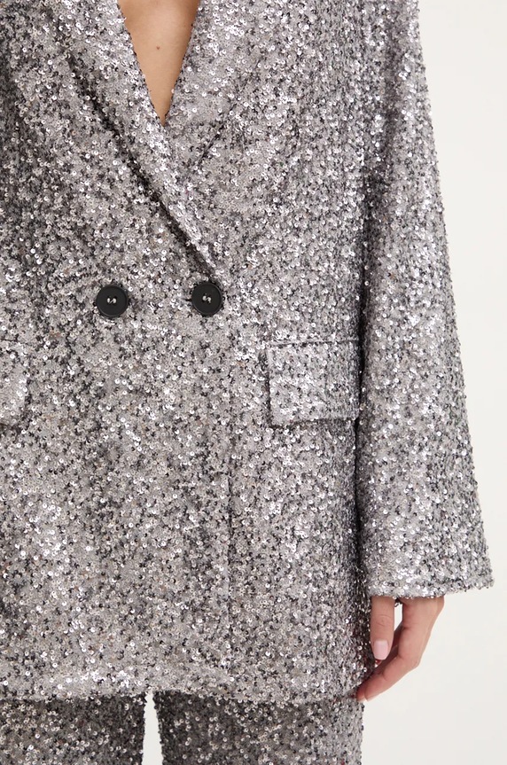 Σακάκι Never Fully Dressed Gunmetal Sequin 54 Blazer NFDOU362 γκρί