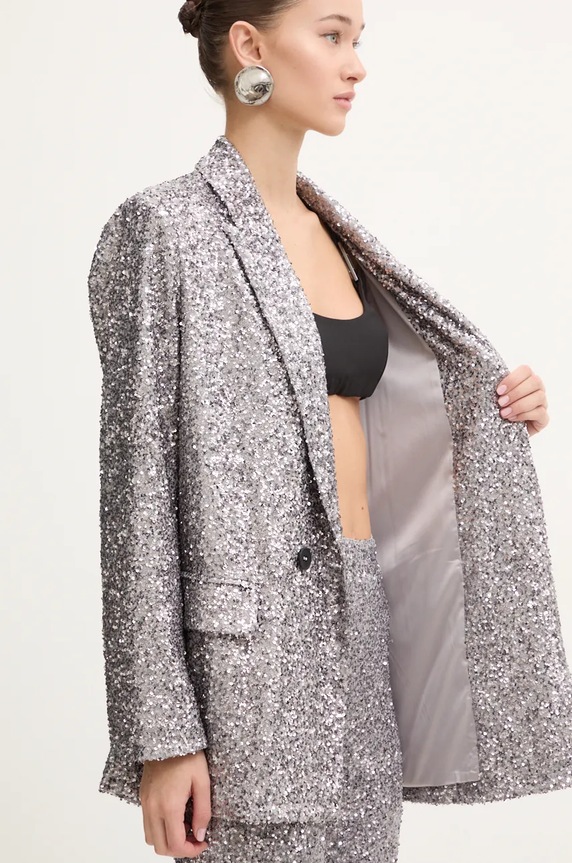 Σακάκι Never Fully Dressed Gunmetal Sequin 54 Blazer NFDOU362