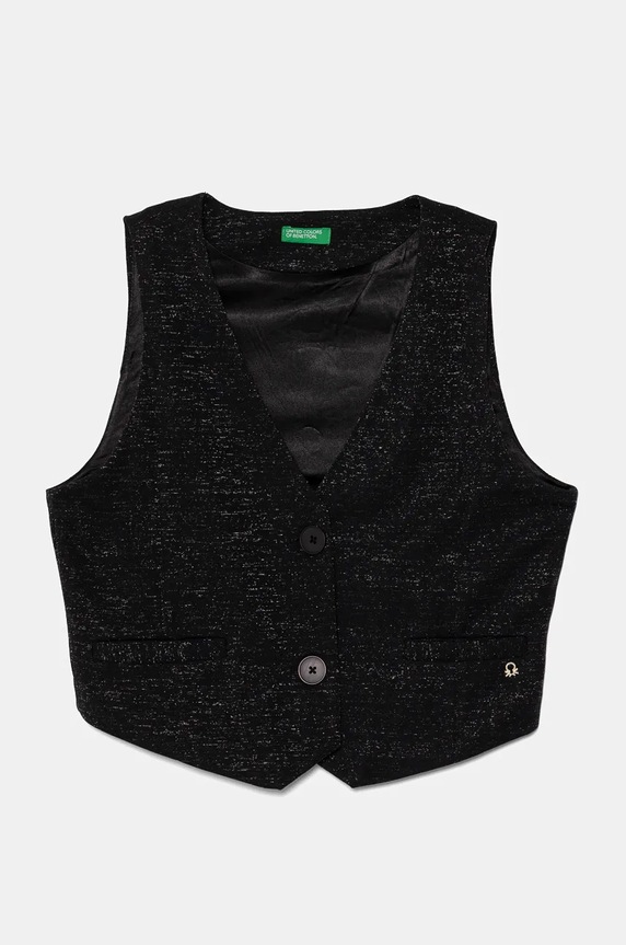 Детски елек United Colors of Benetton трикотаж черен 2SQBCJ00V.G.Seasonal
