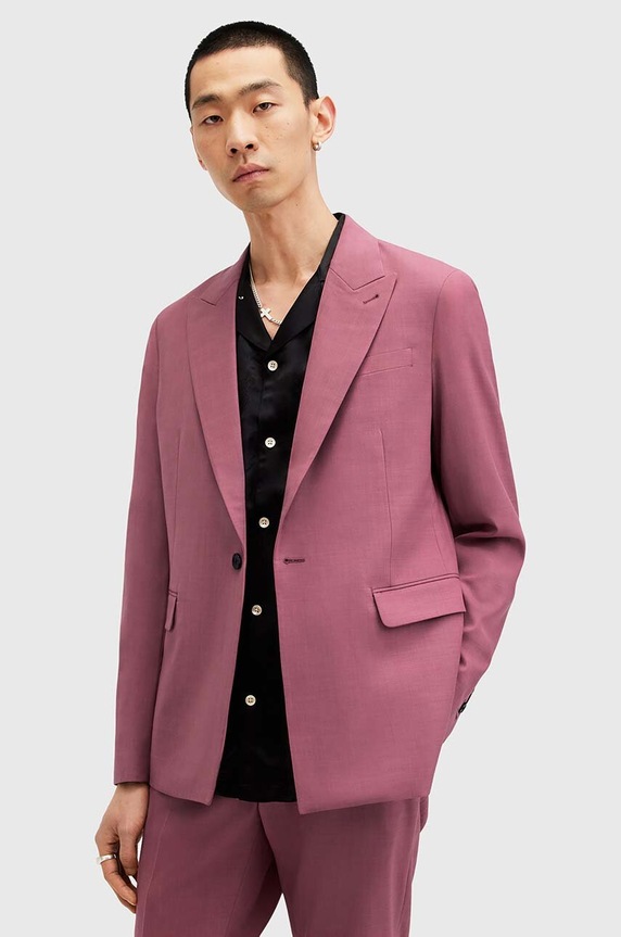 AllSaints gyapjú kabát AURA gyapjú szállal rózsaszín M001QA