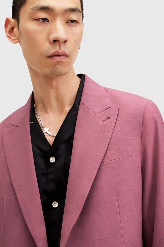 AllSaints gyapjú kabát AURA M001QA rózsaszín AW24