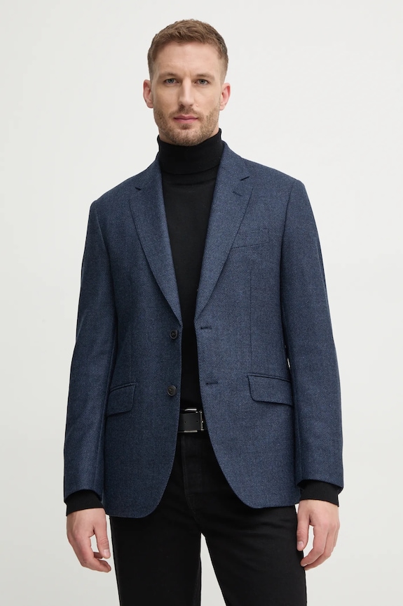 Vlněné sako Hackett London HM443438R námořnická modř